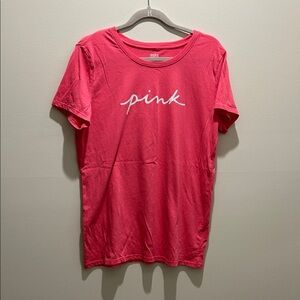 PINK Victoria's Secret Hot Pink Tee with White Script